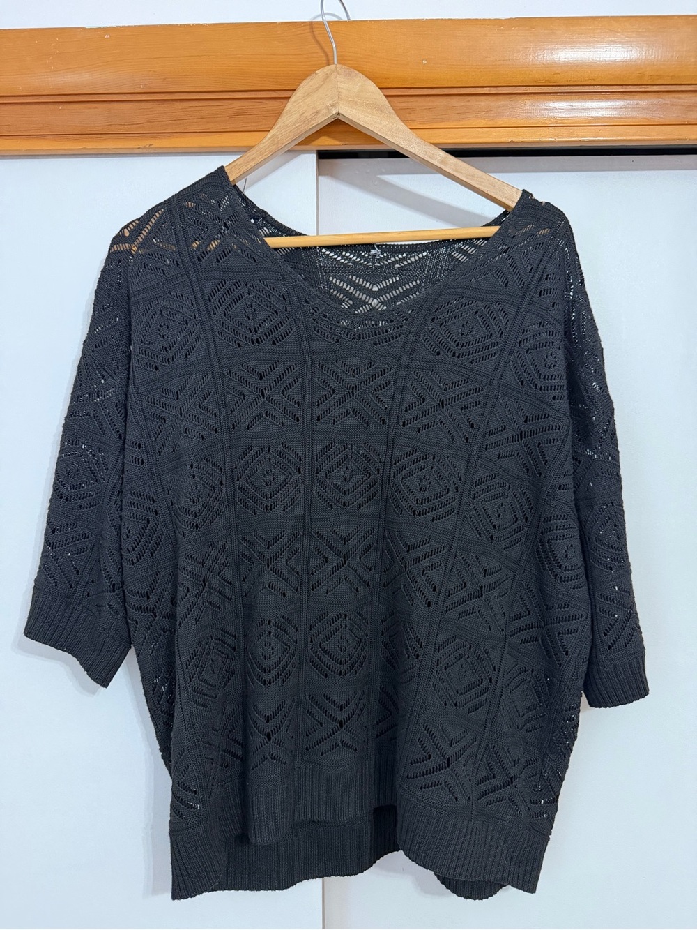 Black Open-Knit Women's Sweater